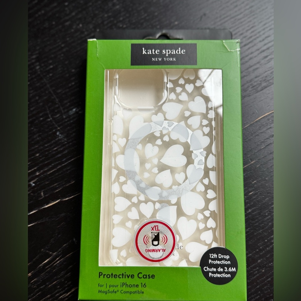 Kate Spade White Heart iPhone 16 Case